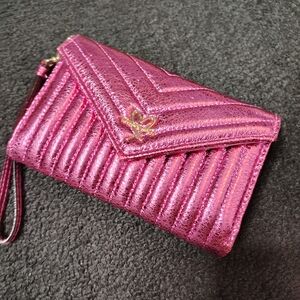 Victorias Secret Pink Love Quilted Wallet And Coin Purse With Signature Snap